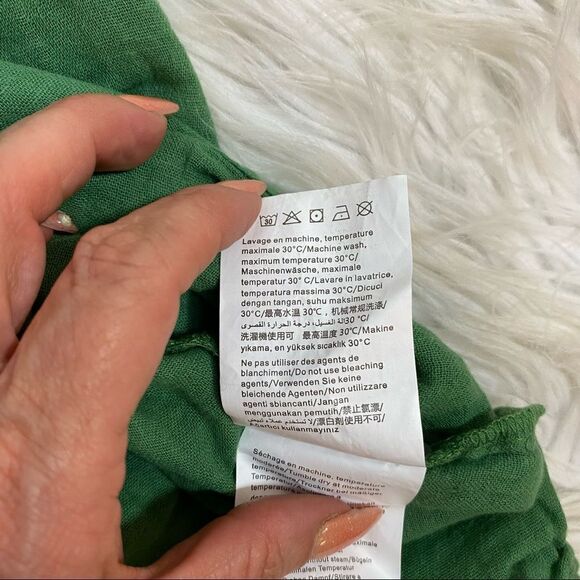 Galeries Lafayette green embroidered 100% cotton tunic dress 10 - Picture 7 of 7